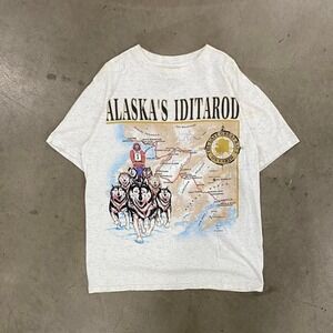 Vintage Alaska Iditarod Nature Destination Dog Sledding 90s T-Shirt Size L